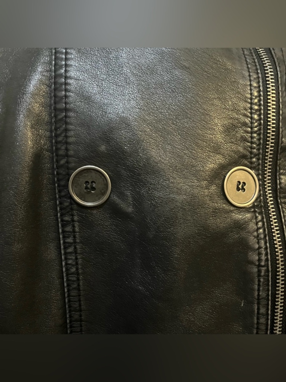 🛍️ $13 ADD-ON | Black & Silver Faux Leather Belted Button Zipper Jacket George - Picture 14 of 16